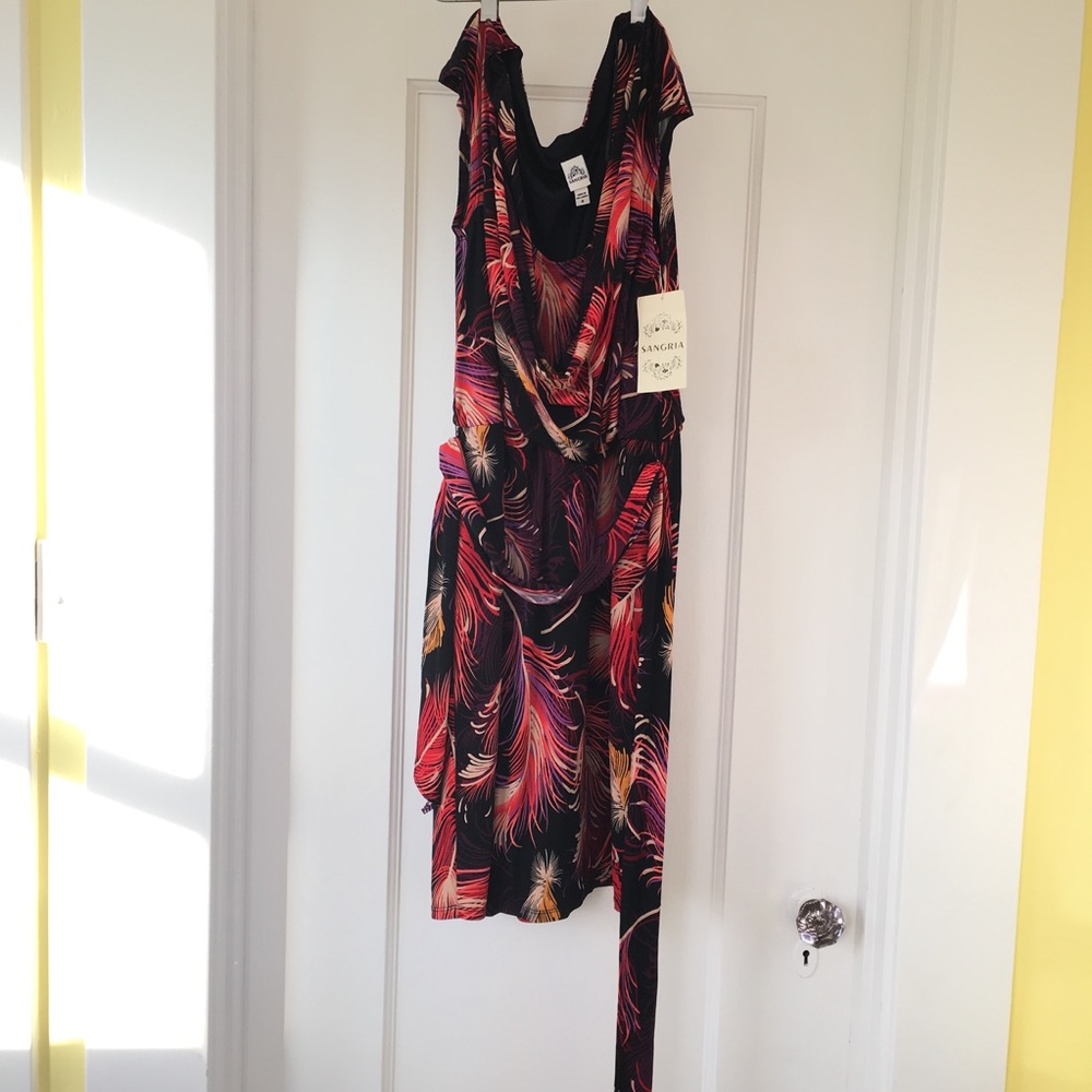 Peacock patterned cocktail dress